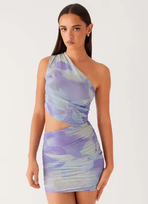 Chic Purple Rain Addie Mini Dress with Delicate Details