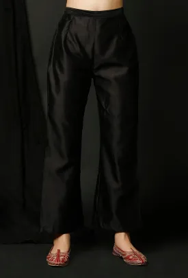 Black Raw Silk Pants