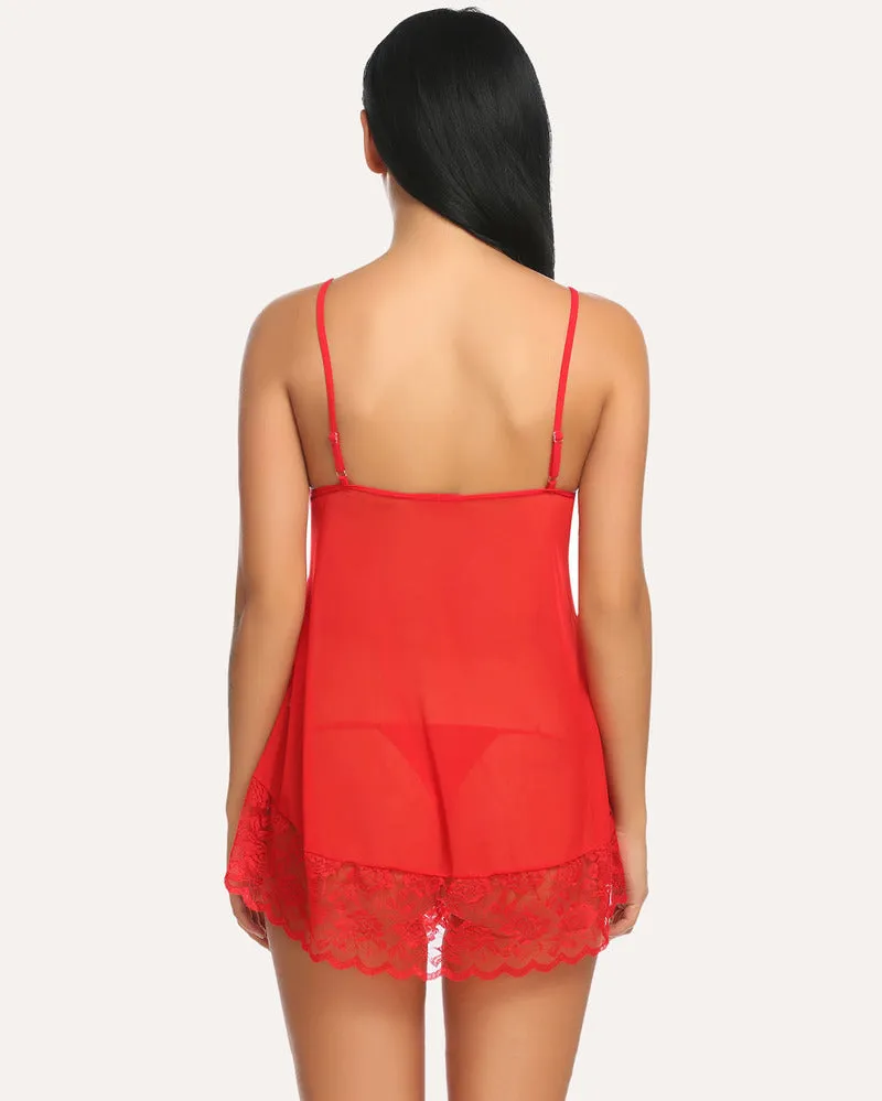 Lace Mini Chemise Mesh Nightie